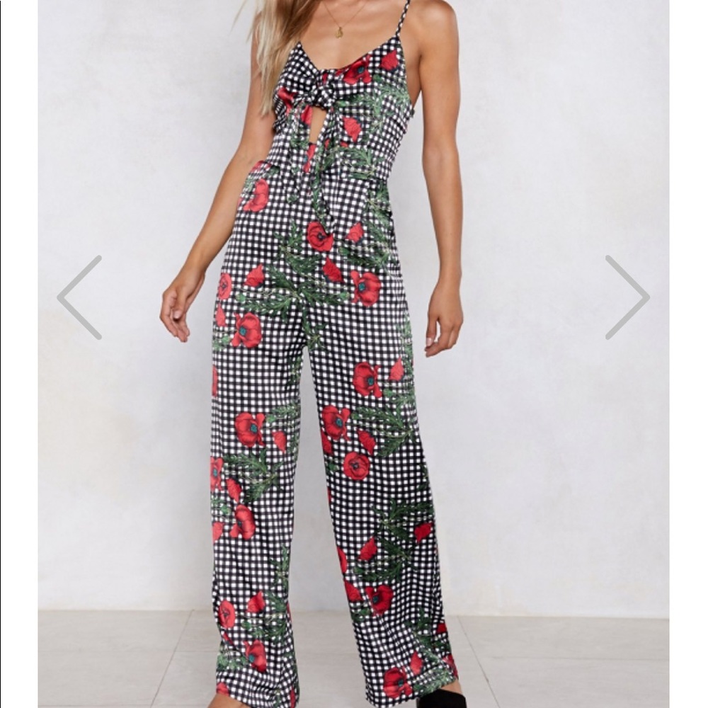 Nasty Gal Mother Rose Gingham Jumpsuit